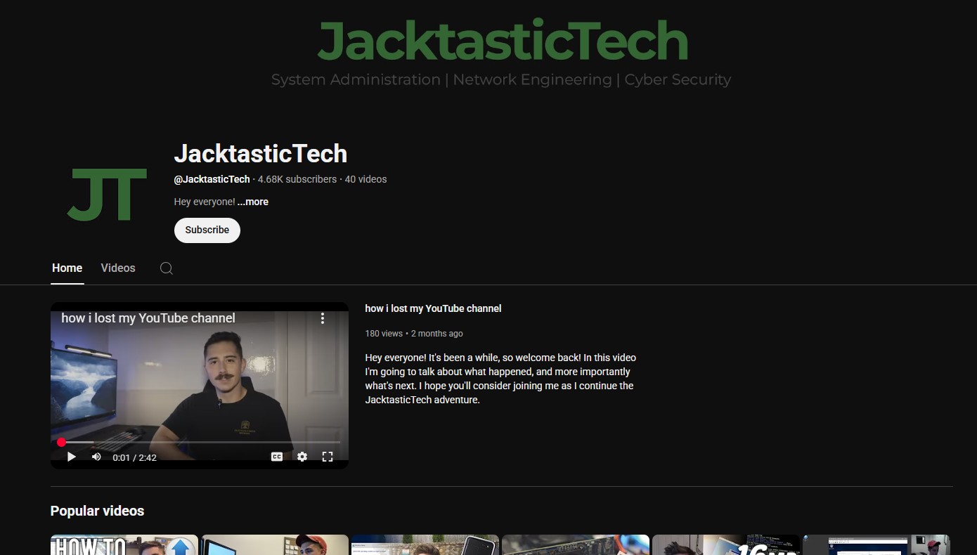 JacktasticTech YouTube Channel